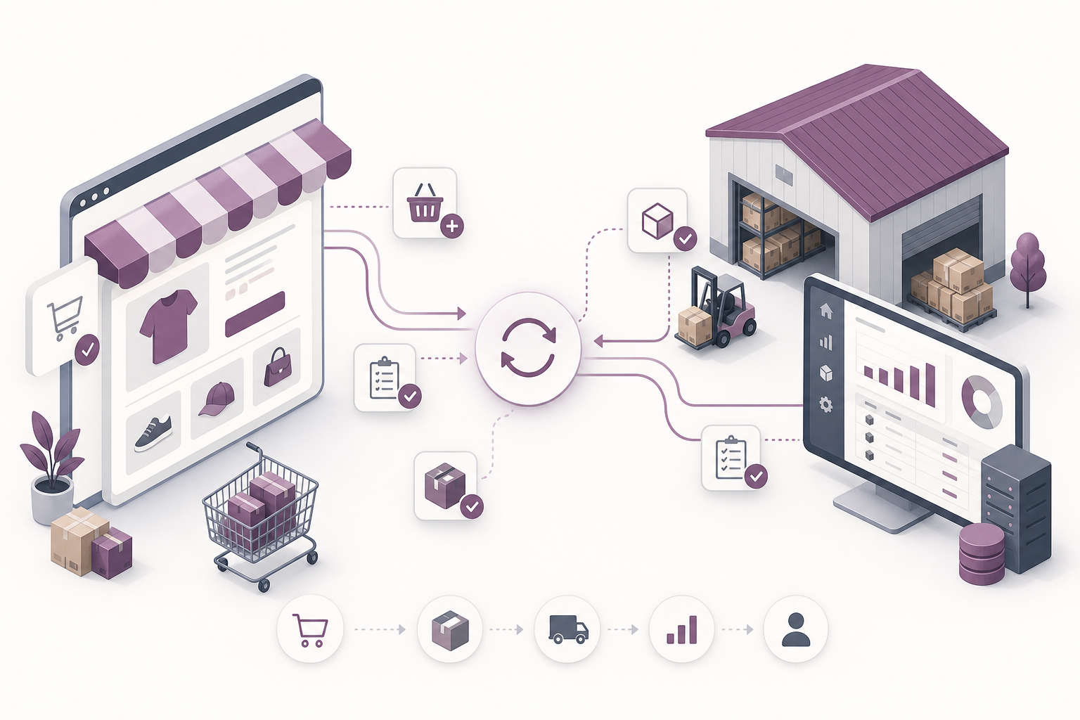 Schéma e-commerce synchronisé avec ERP